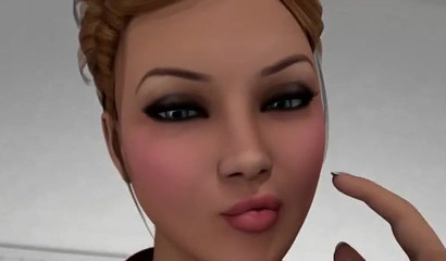 Naughty 3D redhead giantess toys with tiny man