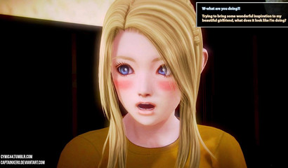 Petite 3D blonde schoolgirl expands her perky tits