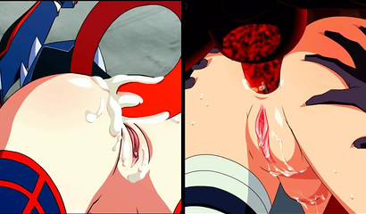 Slutty anime hottie Ryuko and Sakura toy with their wet cunts