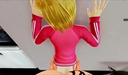 Cute 3D blonde Android 18 taking huge Dragon Ball Z dick from behind