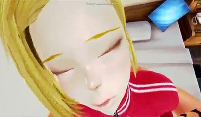 Cute 3D blonde Android 18 taking huge Dragon Ball Z dick from behind
