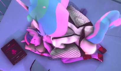 Naughty 3D ponies Celestia and Twilight banging all night