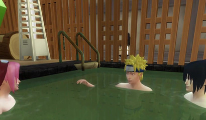 Hunky 3d anime stud Sasuke Uchiha drilling Sakura in the springs