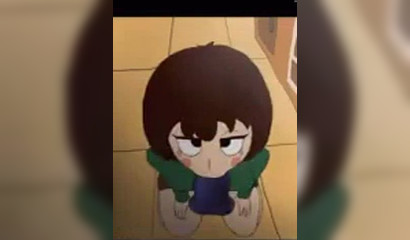 Petite cartoon brunette cutie toying with big dildo