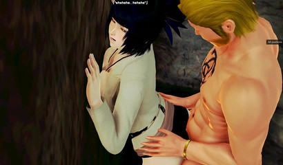 Horny 3D anime sweetie Anko pounded from behind in a cave
