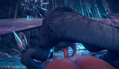 Horny and massive dragon lady riding massive human dick