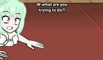 Cute cartoon blonde ingesting blue-haired hottie