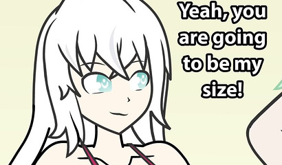 Cute cartoon blonde ingesting blue-haired hottie