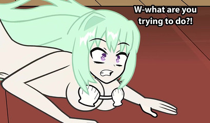 Cute cartoon blonde ingesting blue-haired hottie