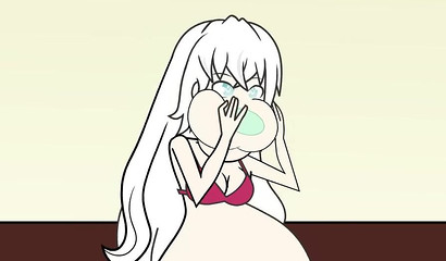 Cute cartoon blonde ingesting blue-haired hottie