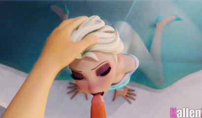 Delicious 3D blonde Elsa stuffing her mouth with big dick