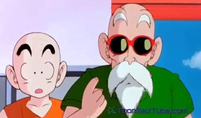 Naughty blue-haired anime Bulma taking two cocks in a threesome