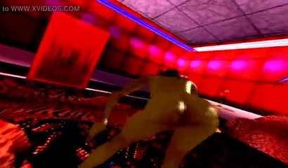 Curvy 3D GTA cutie walking in the strip club naked