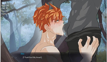 Hunky cartoon redhead knight Roy sucking his new master