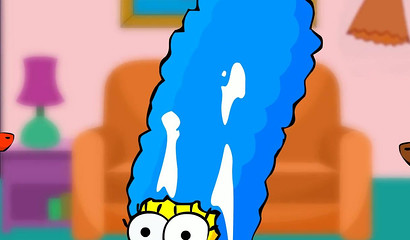 Delicious cartoon wife Marge Simpson got cumshot with two rods