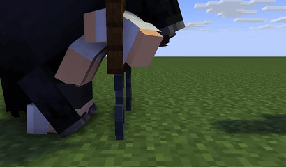 Huge Minecraft horse plants his monster cock in bent over teen