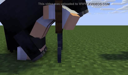Huge Minecraft horse plants his monster cock in bent over teen