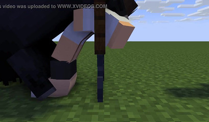 Huge Minecraft horse plants his monster cock in bent over teen