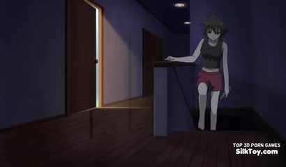 Busty anime maid cutie riding brother's huge cock