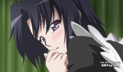 Busty anime maid cutie riding brother's huge cock