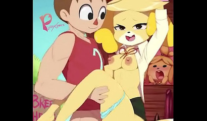 Cute Animal Crossing cartoon Isabelle Shizue got her holes pounded