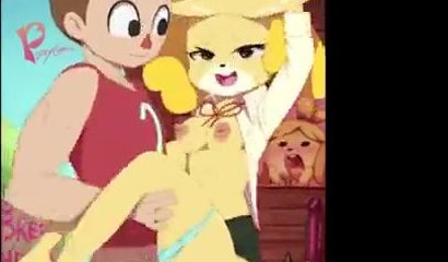 Cute Animal Crossing cartoon Isabelle Shizue got her holes pounded