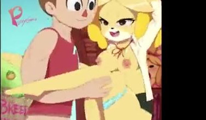 Cute Animal Crossing cartoon Isabelle Shizue got her holes pounded