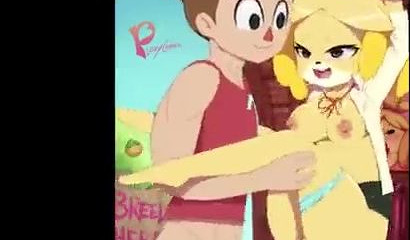 Cute Animal Crossing cartoon Isabelle Shizue got her holes pounded