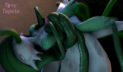 Venusaurus with long tentacles fucks a beautiful Gardevoir in her pussy