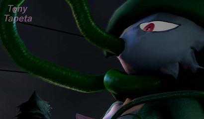 Venusaurus with long tentacles fucks a beautiful Gardevoir in her pussy