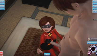 Elastic from the cartoon The Superfamily" jerks off and sucks her lover's penis"