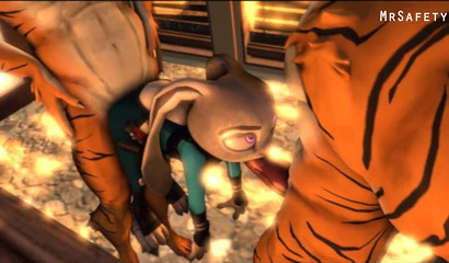 Tigres con pollas grandes organizó una doble penetración Judy Hopps