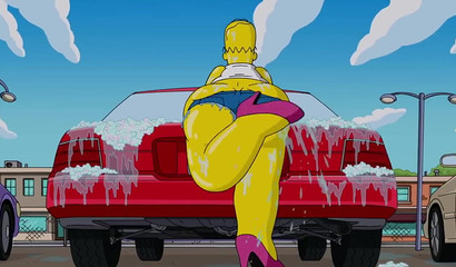 Homer Simpson and Peter Griffin Sexy Car Wash