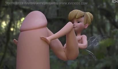 Little fairy fingering Peter Pan's huge penis