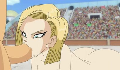 Public blowjob at the stadium from the blonde Android 18 from the cartoon Dragon Ball Z