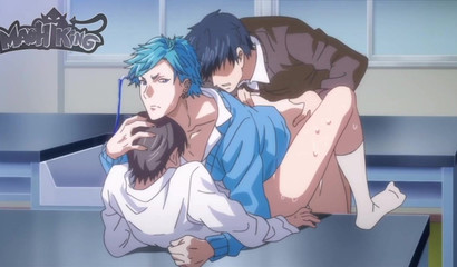 Handsome gay studs banging hard in a naughty threesome