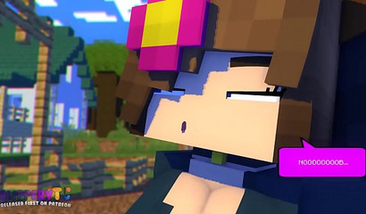 Shy Minecraft cutie takes a massive horse dick from behind