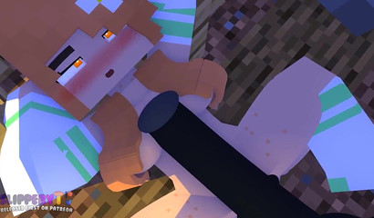 Shy Minecraft cutie takes a massive horse dick from behind