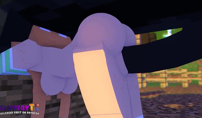 Shy Minecraft cutie takes a massive horse dick from behind