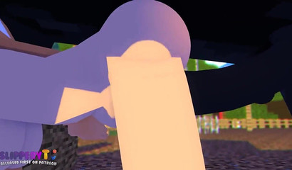 Shy Minecraft cutie takes a massive horse dick from behind