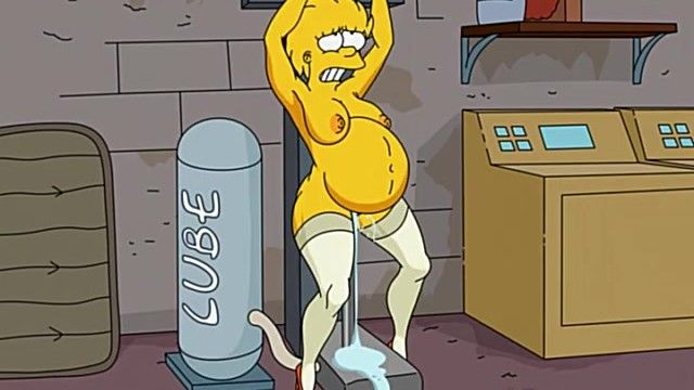Simpsons Pregnant Porn 3d - Curvy cartoon hottie Lisa Simpson tied up riding a fuck machine