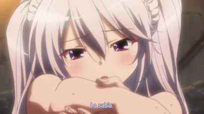 Lesbian White Hentai - Shy white-haired anime chick gets banged during her lesbian massage
