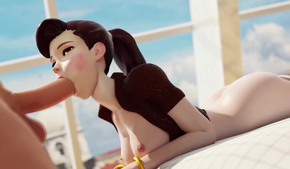Slutty 3D Overwatch D.Va sweetie gets drilled hard sideways