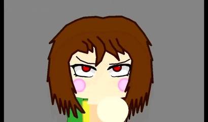 Cute Undertale Chara impaling her cartoon ass on a big dick