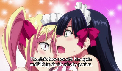 Cute anime hotties get drilled together in a threesome