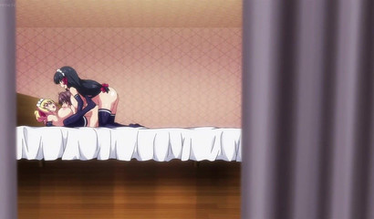 Cute anime hotties get drilled together in a threesome