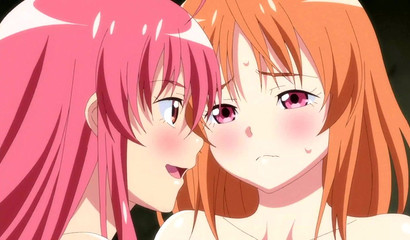 Petite pink-haired anime cutie fingering horny Yuri