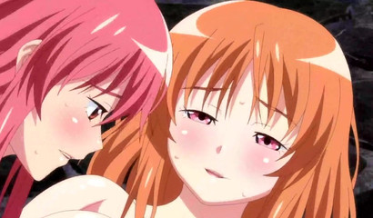 Petite pink-haired anime cutie fingering horny Yuri