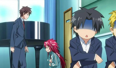 Slutty redhead anime angel banging her horny classmates