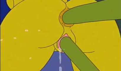 Slutty cartoon hottie Marge Simpson drilled with hard tentacles